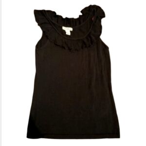 Black Ruffled Women Tank Top